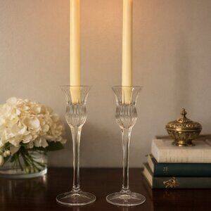 Mikasa Icicles Crystal Candle Holders 7.75" Pair Made In Germany Elegant Holiday